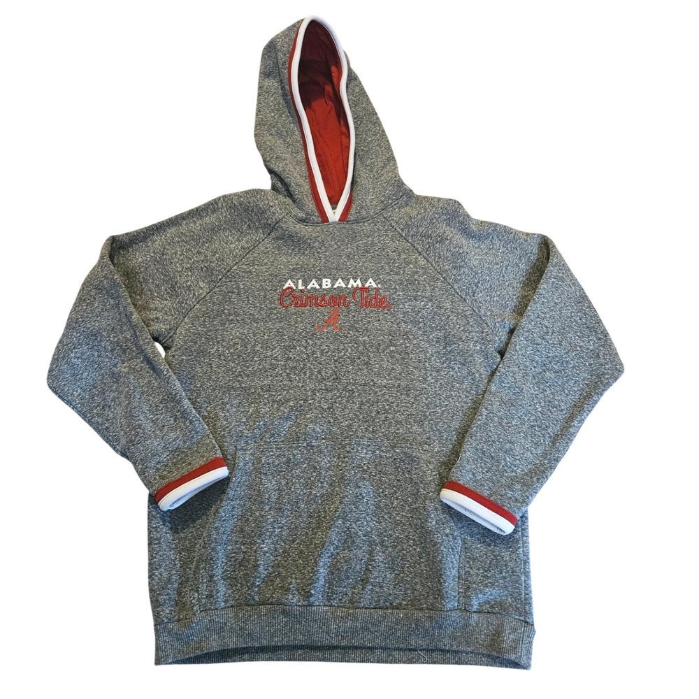 Alabama Crimson Tide Hoodie Mens Heather Gray Red White Raglan Sweatshirt NCAA